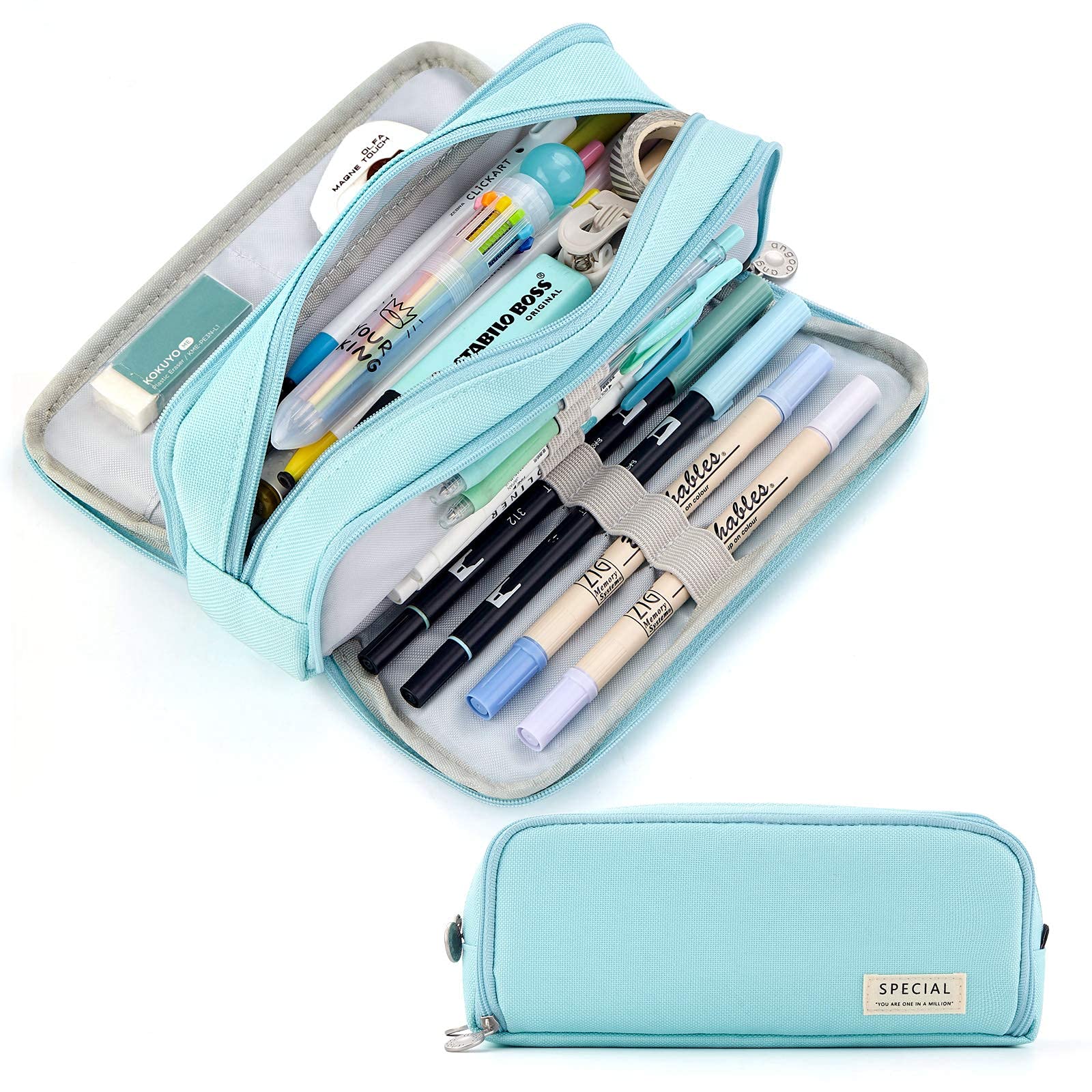 HASTHIP Large Capacity Pencil Case, 3 Compartment Pouch Pen Bag, Durable Multiple Compartment 3 Zipper Portable Storage Pencil Pouch for School Teen Girl Boy Men Women (Black) HASTHIP Large Capacity Pencil Case, 3 Compartment Pouch Pen Bag, Durable Multiple Compartment 3 Zipper Portable Storage Pencil Pouch for School Teen Girl Boy Men Women (Black)